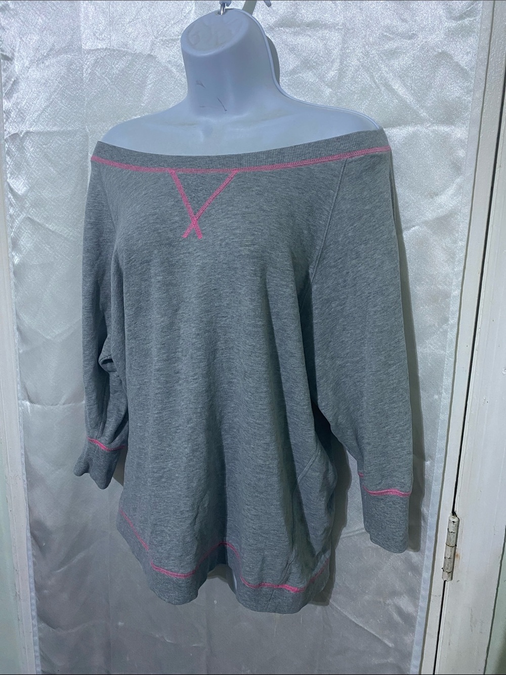 Victoria's Secret Supermodel Essentials Line Gray Off-Shoulder Sweatshirt
